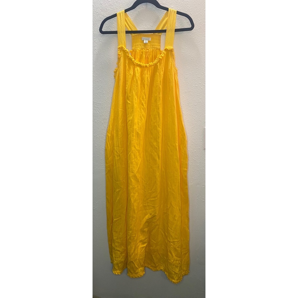 Sundance Maxi Dress Women's Medium Yellow Cotton Stripe Boho Ruffle